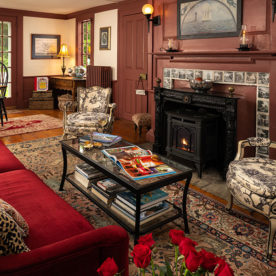 Living room at one of the best places to stay in Kennebunkport, Maine