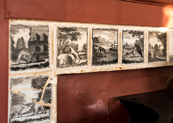 Hand painted Wedgewood tiles at our Kennebunkport B&B