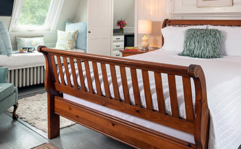Waldo's Retreat Room bed at our Kennebunkport bed and breakfast