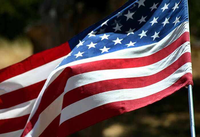 United States flag waving in Kennebunkport