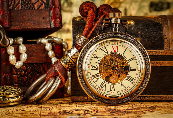 Antique watch at a museum in Kennebunkport, Maine