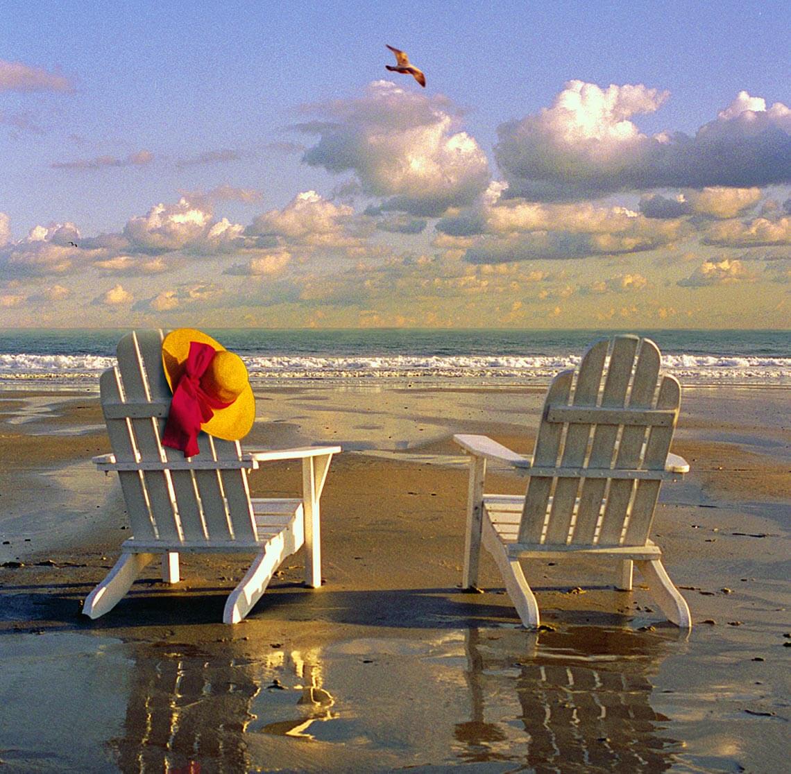 adorondak chairs on a Kennebunkport beach