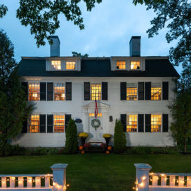 Inn exterior at night